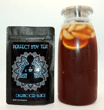 Load image into Gallery viewer, Our “Organic Iced Black” tea is imported from India, China and is made with only premium luxury ingredients.  It tastes lightly malty with a fresh buttery toast opening and mildly astringent finish.  This tea&#39;s infusion is coppery and bright, it comes in a large 1.25 oz. (30 g) bag that conveniently makes a large gallon of delicious iced tea. 
